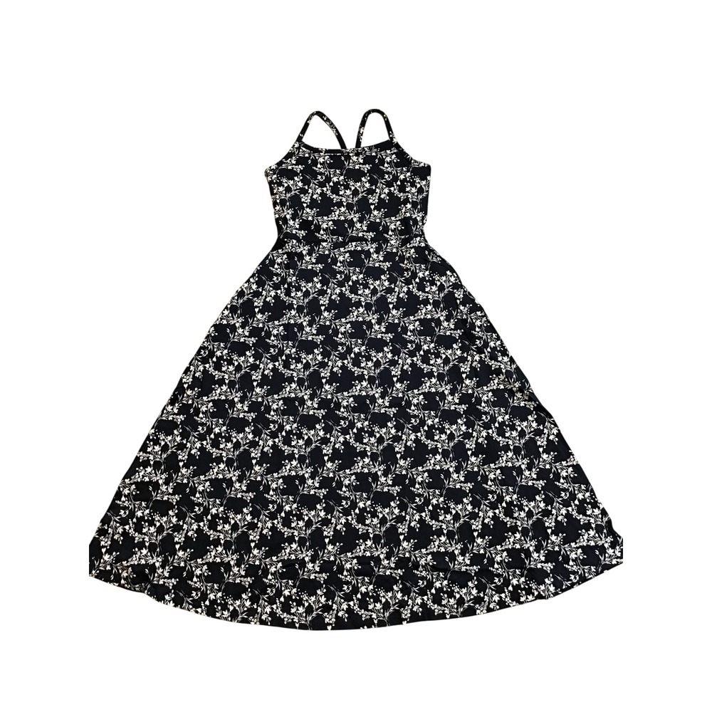 Pact Bouquet Blooms Midnight Blue Organic Fit & Flare Midi Dress Size M NWT - Picture 6 of 12